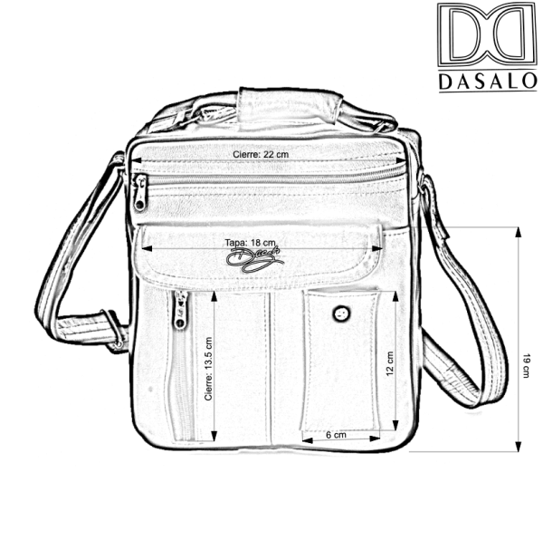 Bolso Mensajero de Piel Negro Natural Dasalo - Image 3