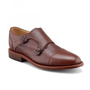 Zapato Monkstrap Grabado Café Para Hombre