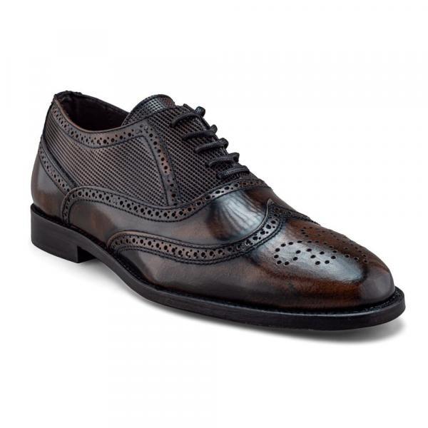 Zapato Bostoniano Dasalo Modelo 101 de piel vacuno color café acabado brillante camaleón