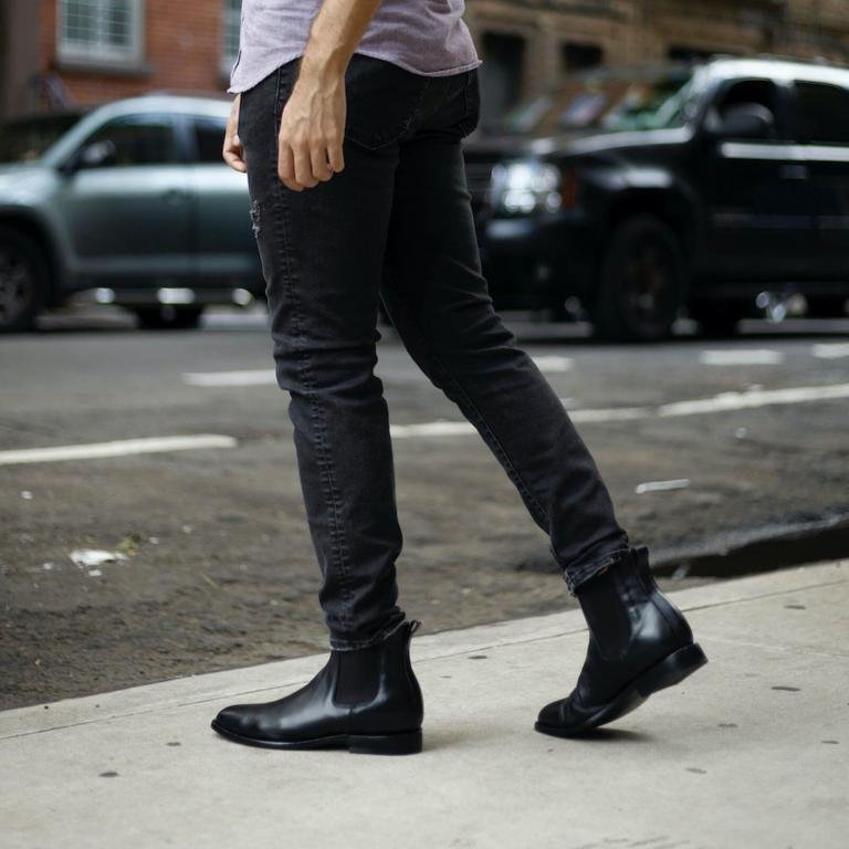 Botín Chelsea Artesanal Negro Para Uso Diario En Hombre