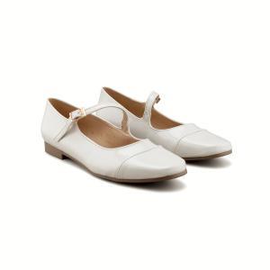 Flats Blancos Mary Jane Con Hebilla