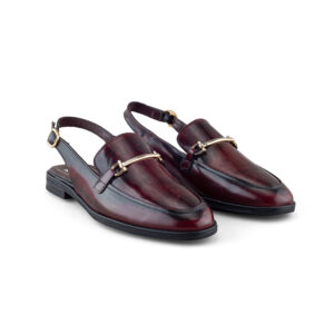 Mocasín Mule de Piel Vino para Mujer
