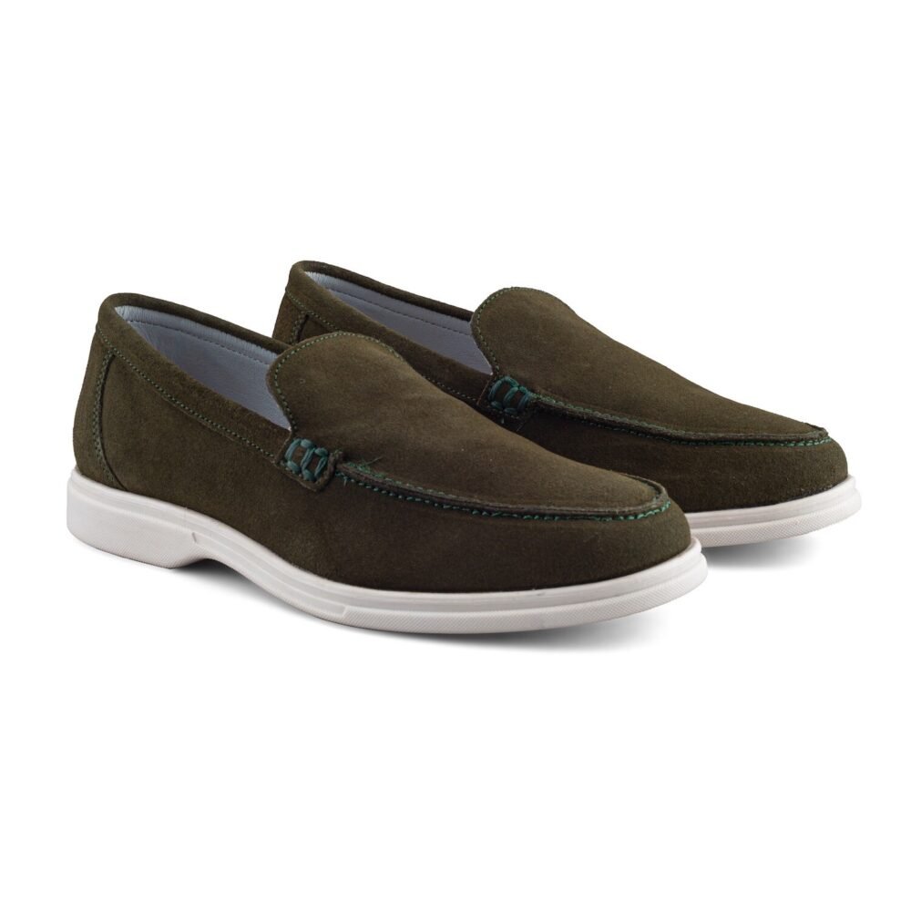 Mocasín Sneaker Gamuza Verde para caballero de piel genuina marca DASALO