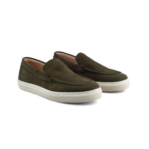 Mocasín de Gamuza Verde con Suela Tipo Sneaker para Hombre