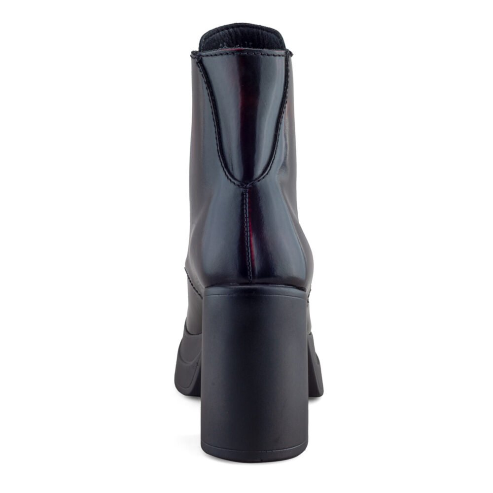 Bota De Piel Con Plataforma Y Tacón Ancho En Camaleón Vino - Image 4