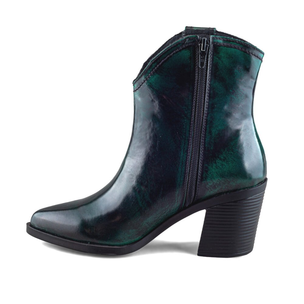 Botín Vaquero De Mujer En Piel Vacuno Verde - Image 5