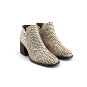 Botín En Piel Grabado Para Mujer