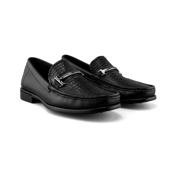 Mocasín De Piel Para Hombre Negro Con Herraje