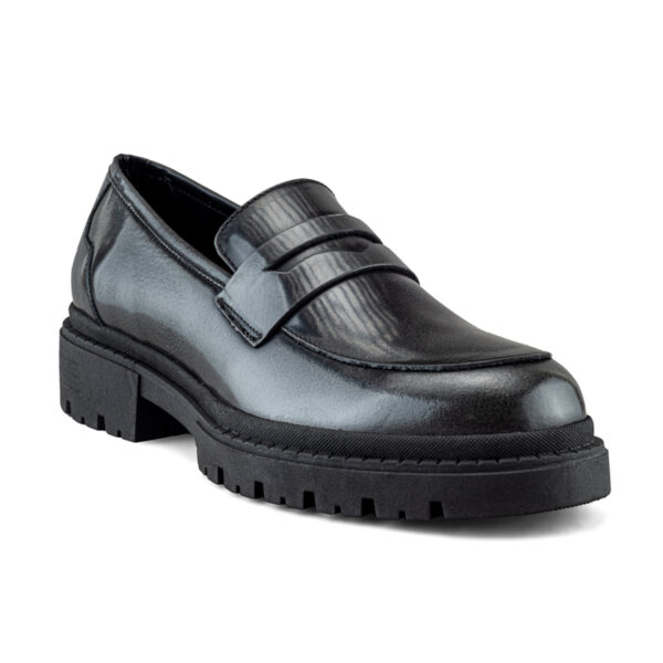Mocasín En Piel Vacuno Camaleón Gris Chunky Para Hombre