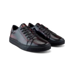 Tenis De Piel Camaleón Vino Para Hombre – Estilo urbano y casual
