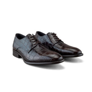 Zapato Derby En Piel Café Grabada Para Hombre