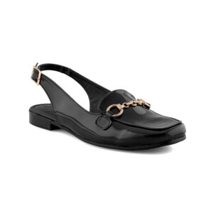 Mocasín De Charol Brillante En Color Negro Para Mujer Flat