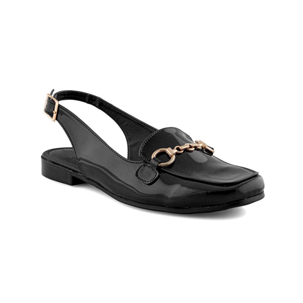 Mocasín De Charol Brillante En Color Negro Para Mujer Flat