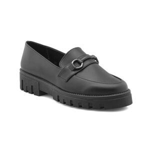Mocasín Elegante Negro Para Mujer Con Herraje