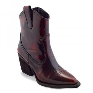 Botín Vaquero De Piel Vacuno Vino Camaleón Para Mujer