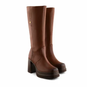 Bota Alta de Piel Café Premium