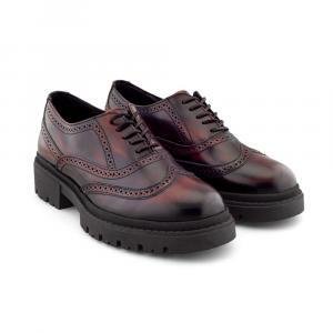 Zapato Bostoniano Para Hombre De Piel Vacuno Color Vino Con Diseño Chunky Y Suela Gruesa