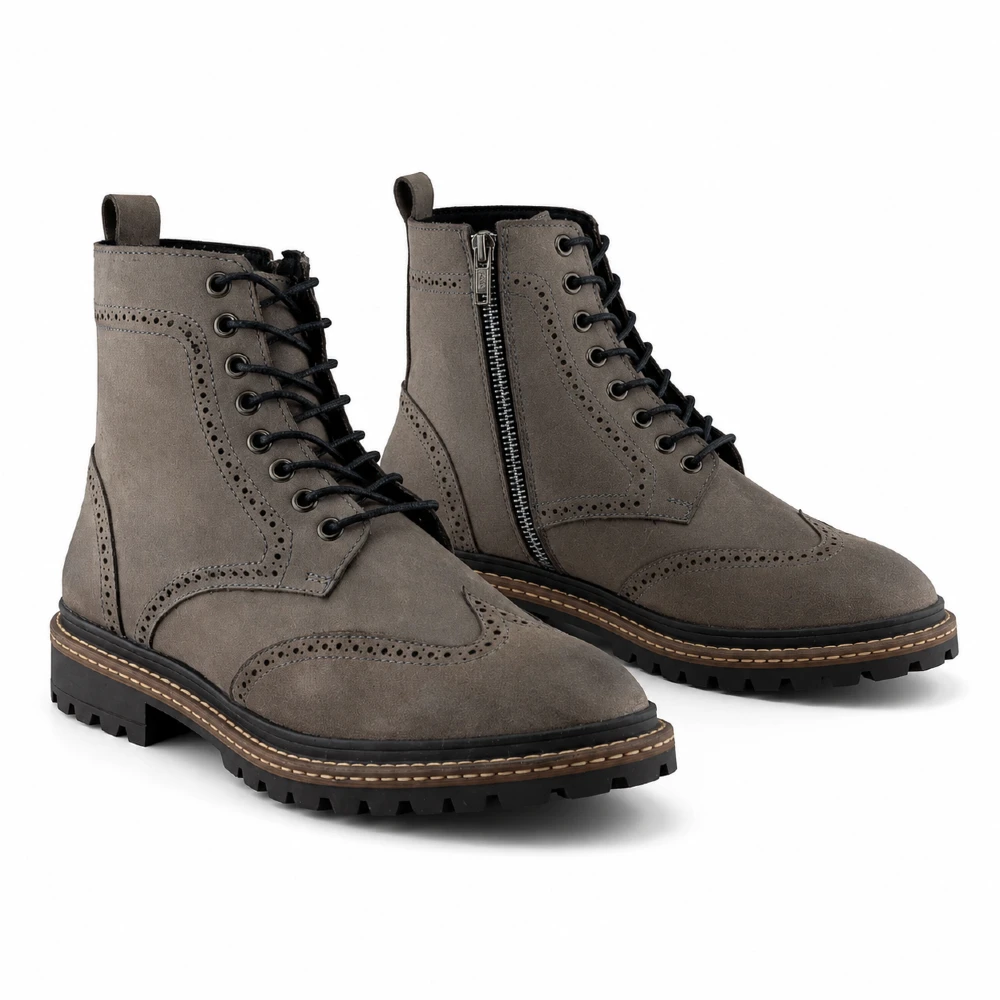 Bota Bostoniana En Gamuza Gris
