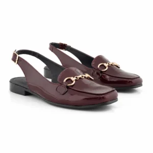 Mocasín De Charol Brillante En Color Vino Para Mujer