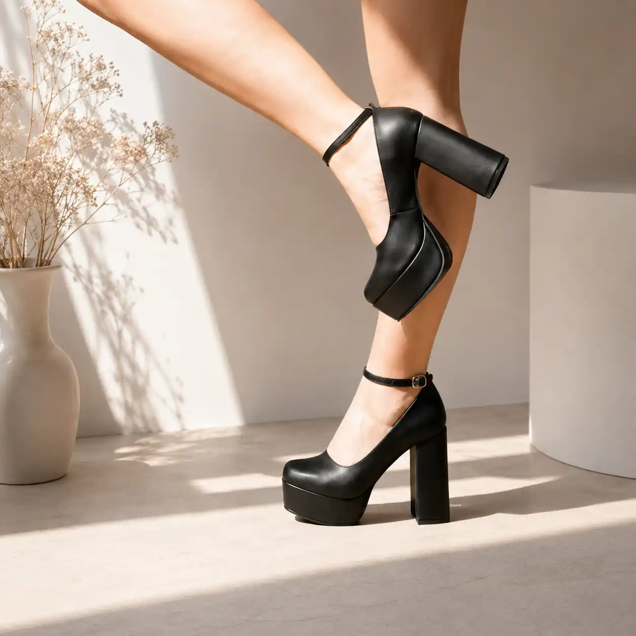 Zapatilla de mujer color negro, de tacón alto moda casual marca DASALO