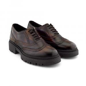 Zapato Bostoniano Para Hombre De Piel Vacuno Color Café Con Diseño Chunky Y Suela Gruesa