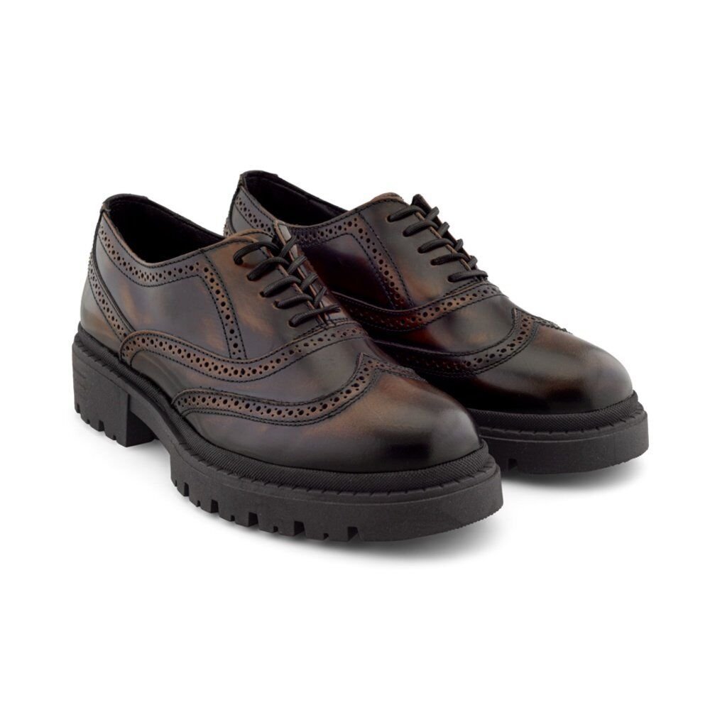 Zapato Bostoniano Para Hombre De Piel Vacuno Color Café Con Diseño Chunky Y Suela Gruesa