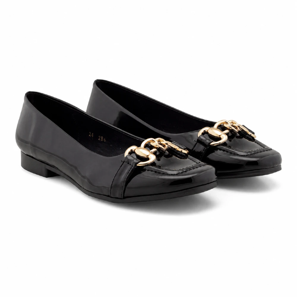 Mocasín Charol Negro de Mujer