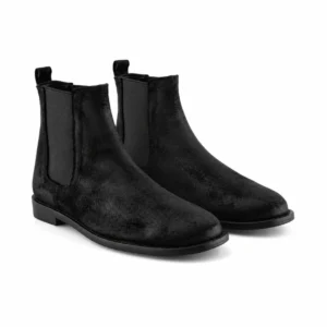 Botín Chelsea Negro De Gamuza Para Hombre