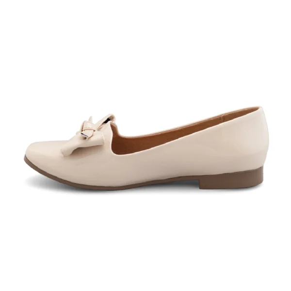 Flat Crema De Charol Con Moño Para Mujer - Dasalo Calzado