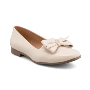 Flat crema de charol con moño para mujer