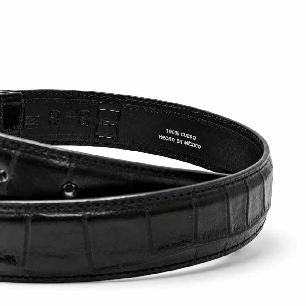 Cinturón De Piel Negro Grabado Cocodrilo De Vestir Para Hombre - Imagen 4
